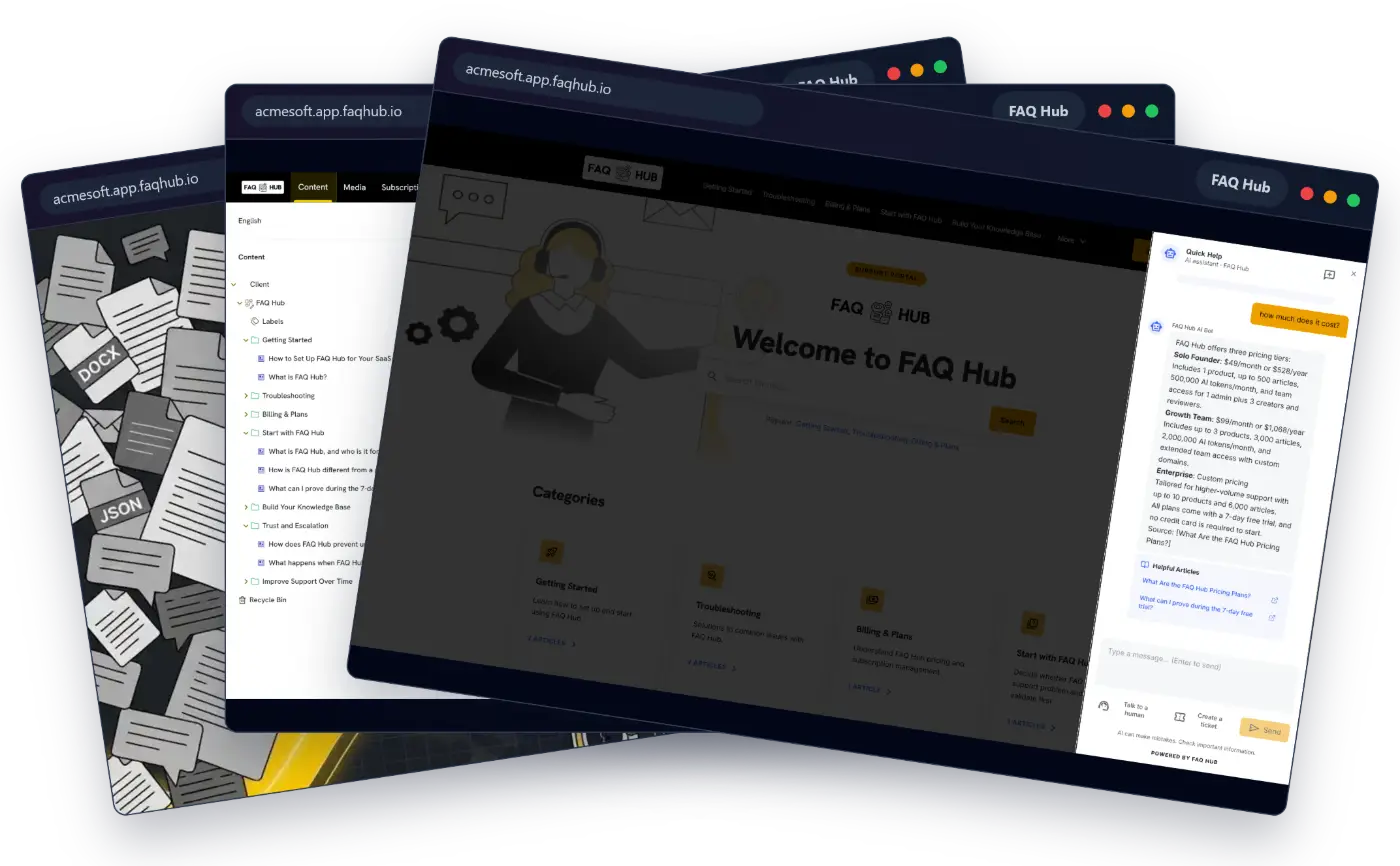 FAQ Hub turns scattered support documents into a managed portal and embedded support experience